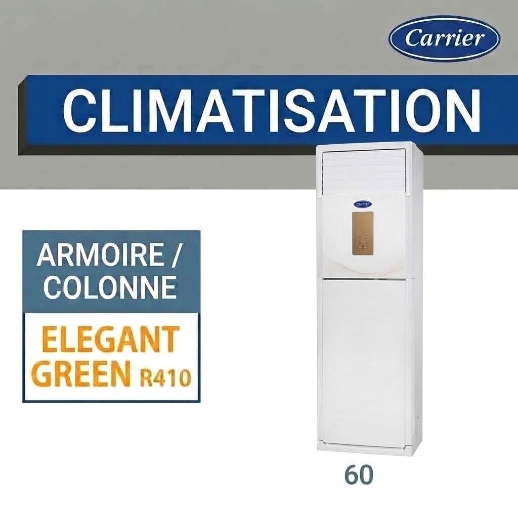 Climatiseur Carrier Armoire Inverter 60000 BTU Triphasé – Gaz R410A – Climatisation et Chauffage Silencieux pour Grands Espaces Professionnels (Modèle 38QFGD60N-508A)